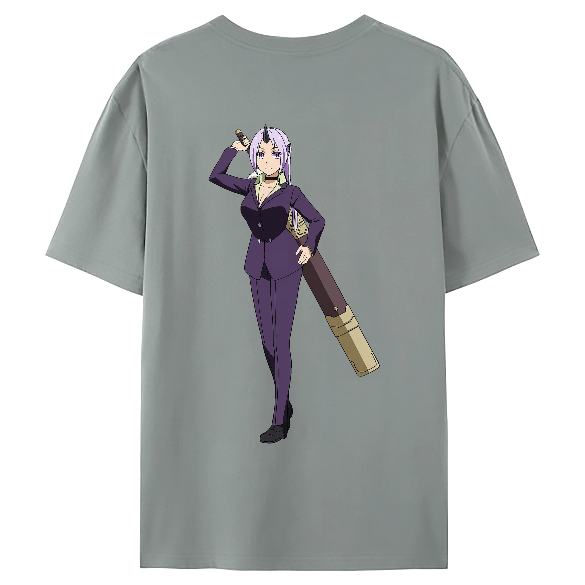 （画像用） 転スラ Regarding Reincarnated to Slime 綿100％ メンズ半袖Tシャツ（バックプリント） 通気性